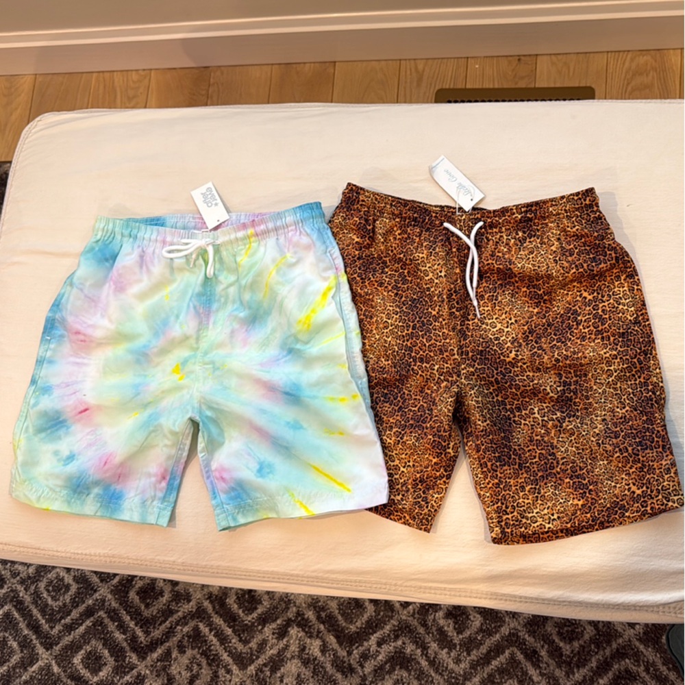 Stella Cove Tie-Dye and Leopard Kids Swim Trunks size 12